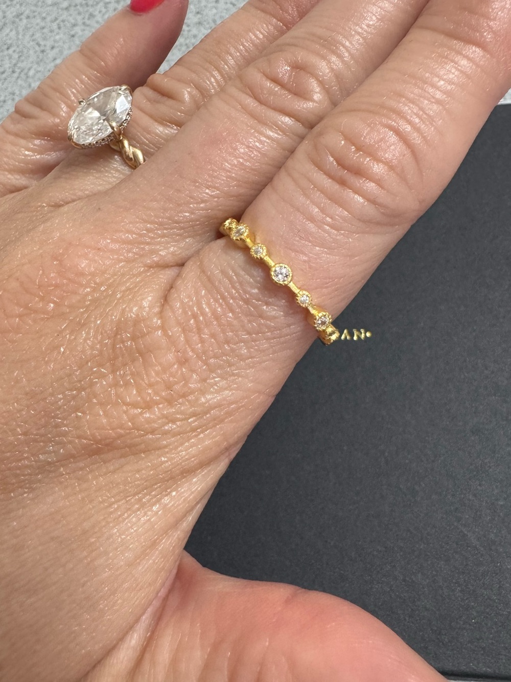 Freida Rothman Gold Alternating Bezel Stacking Ring - Picture 3 of 7